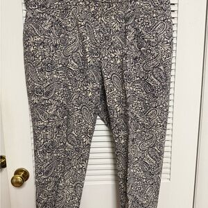 Talbots Black and Tan Floral Paisley Ankle Pants